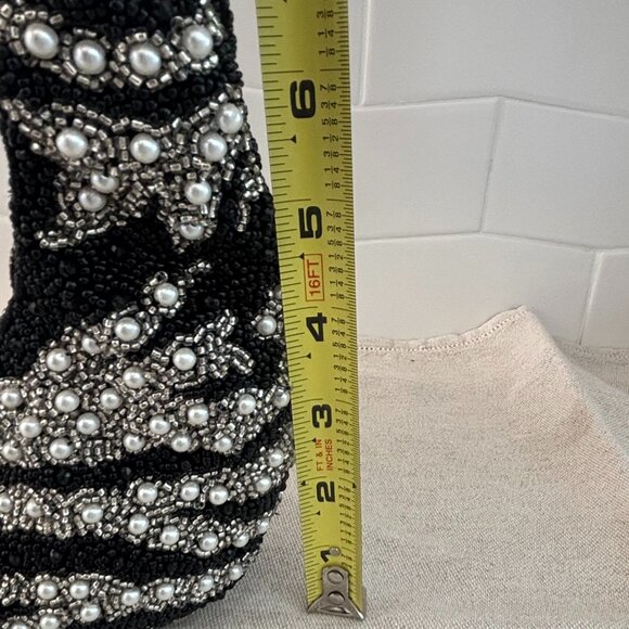 Viral Zebra Hobo Bag - Made in India - Black, White, Silver and Pearls - Picture 7 of 10